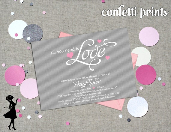 Bridal Shower Invitation - ALL You NEED Is LOVE Printable Il_570xn
