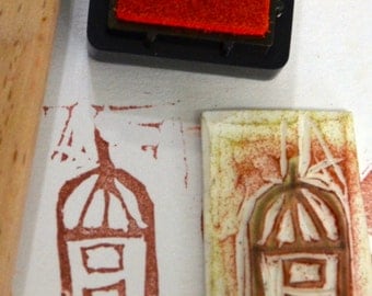 An Onion Dome Building -Handmade unmounted Rubber stamp