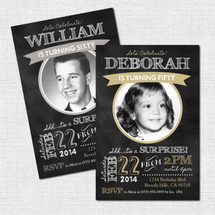 MILESTONE BIRTHDAY INVITATIONS Chalkboard Party Design Any