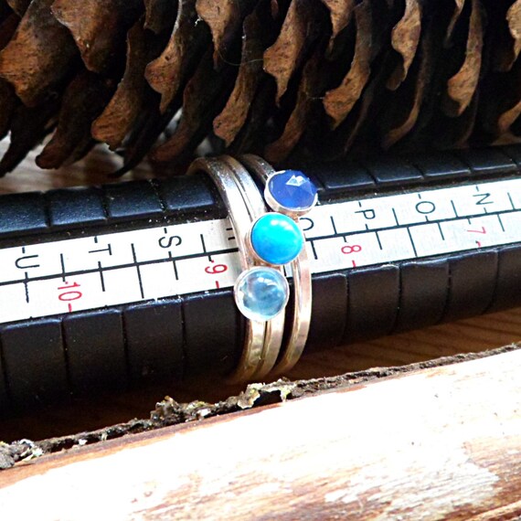 Items similar to Blue gemstone sterling ring stack stacking sapphire ...