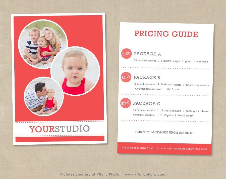 photography pricing template pricing list pricing guide pricing guide template