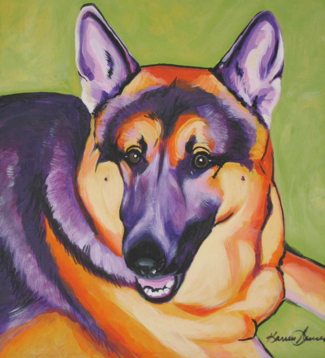 German Shepherd Pop Art 12x12 Gallery Wrapped by KarrenGarces