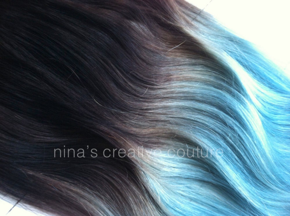 40 Inch Blue Ombre Hair Extensions - wide 7