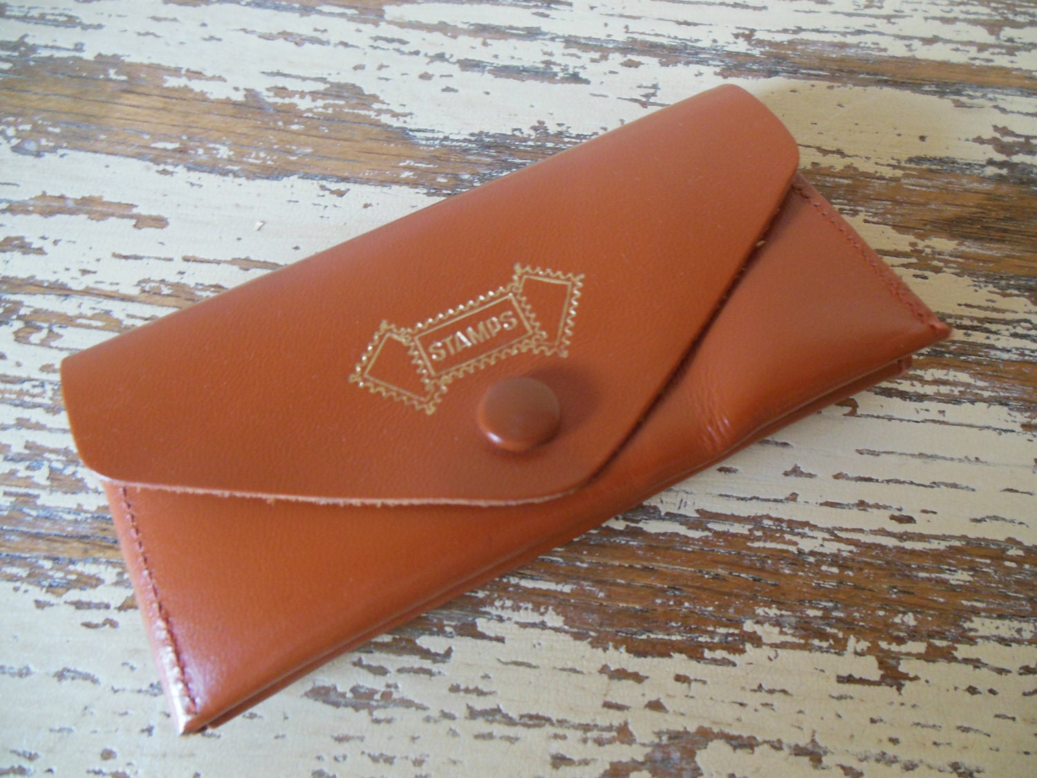 Vintage Leather Stamp Holder by CrownBAntiques on Etsy