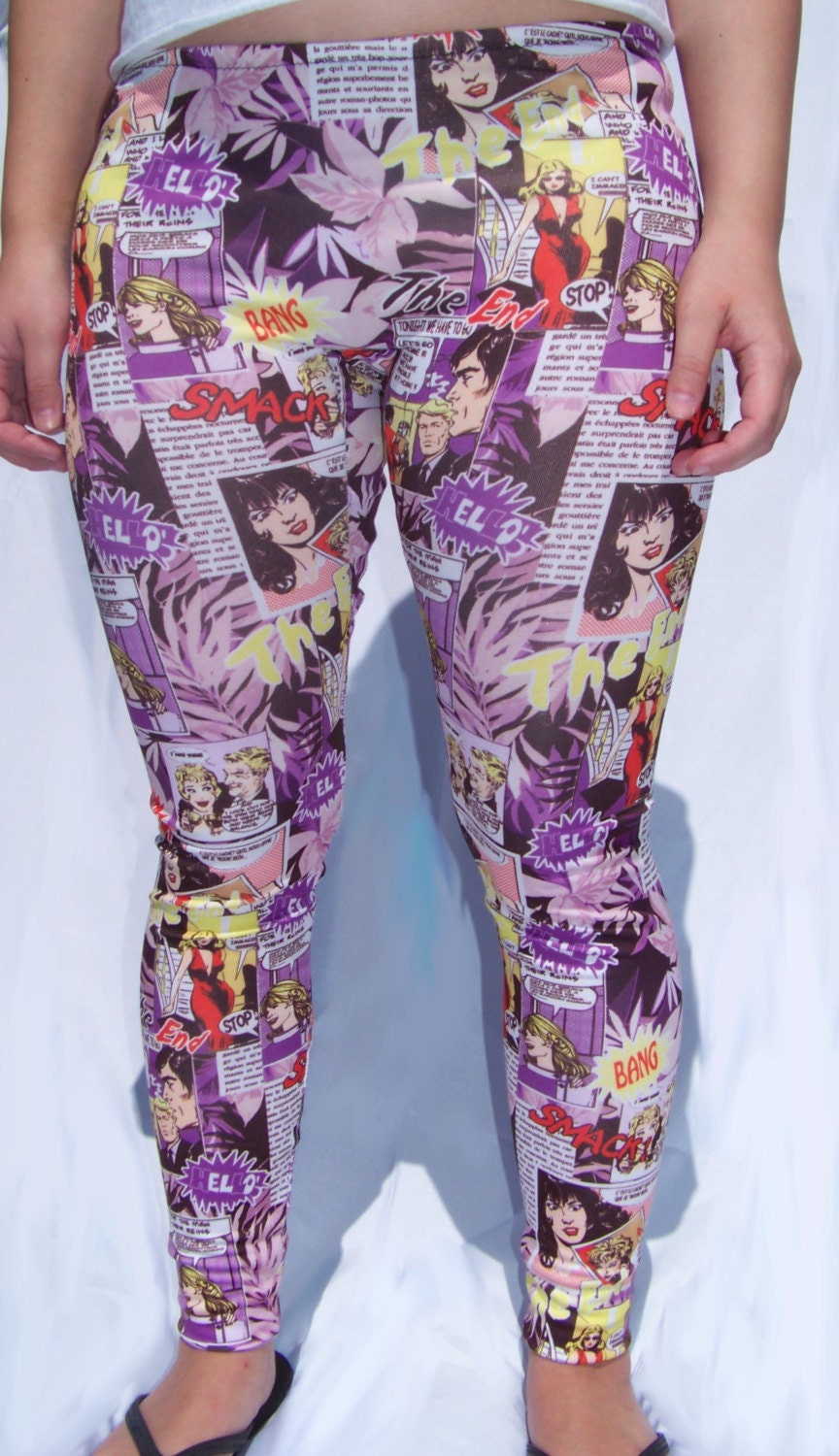 Comic Book Leggings Printed Leggings Yoga Pants Running