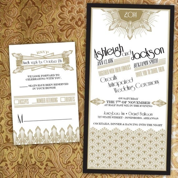 Etsy Art Deco Wedding Invitations 7