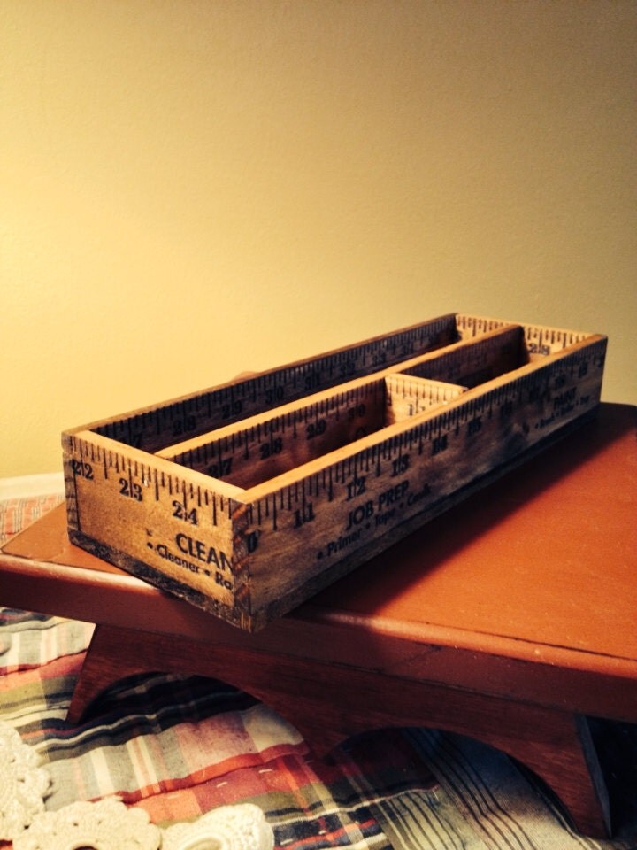 Sewing Notions Ruler Box 3 Section Storage Desk Accessory