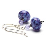 Lavender and Violet Earrings - Artisan Lampwork Glass Earrings on Sterling Silver Earwires  - Handmade Jewelry