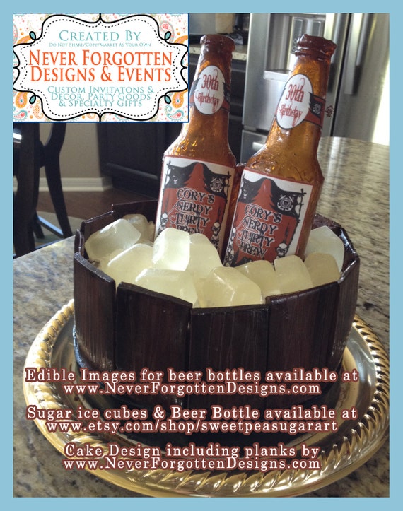 beer bottle cake topper groom's cake sugar by SweetpeaSugarArt