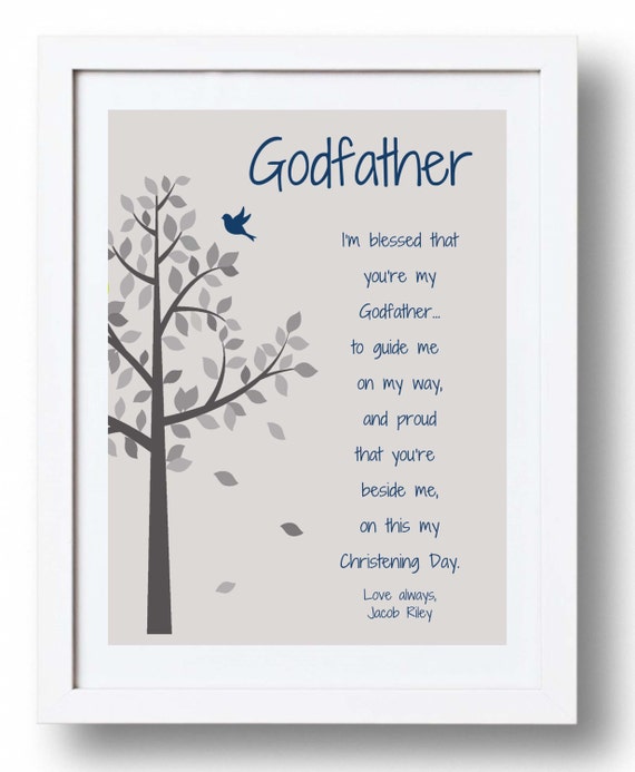 GODFATHER Gift for Baptism Day 8x10 Print Personalized