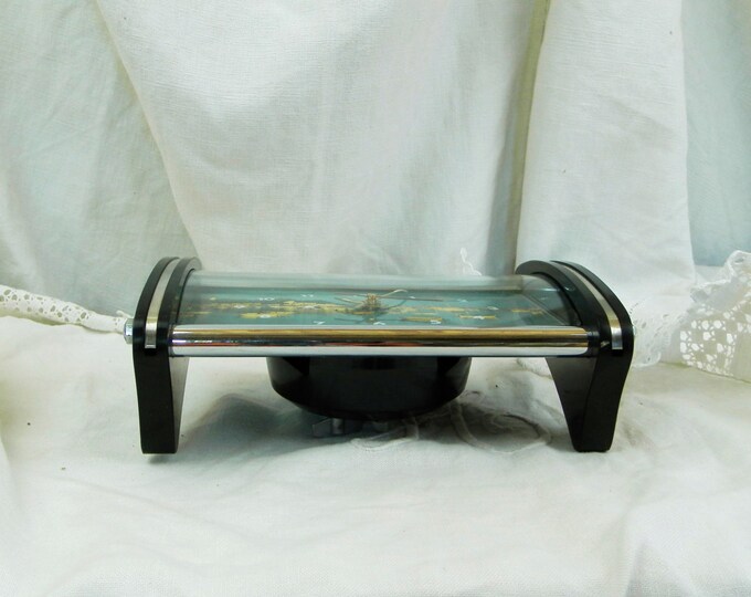 Working Vintage Mid Century French Postcard Mechanical Alarm Clock, 1960s Wind Up Clock with Coastal Scene from France, Brittany Picture Working Vintage Mid Century French Postcard Mechanical Alarm Clock, 1960s Wind Up Clock with Coastal Scene from France, Brittany Picture