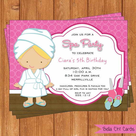 Spa Party Pink Invitation | Kids Birthday | Printable Editable Digital ...