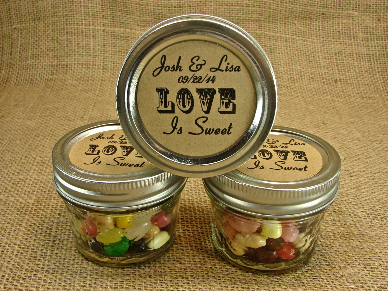 Mason Jar Wedding Favors Personalized 20 Four Ounce Quilted