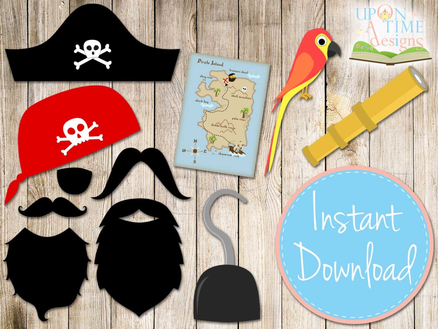 PIRATE Photobooth Props printable INSTANT DOWNLOAD