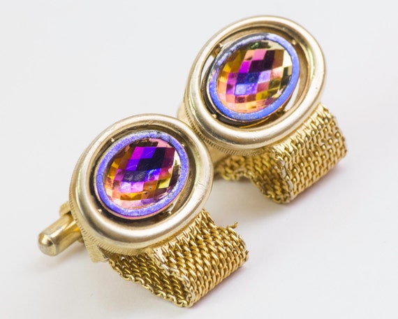 Vintage Wrap Around Cufflinks Iridescent Purple by CuffsandClips