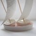 Double stoneware fine bone china walnut shell boat in resin and a hind of mother of pearl