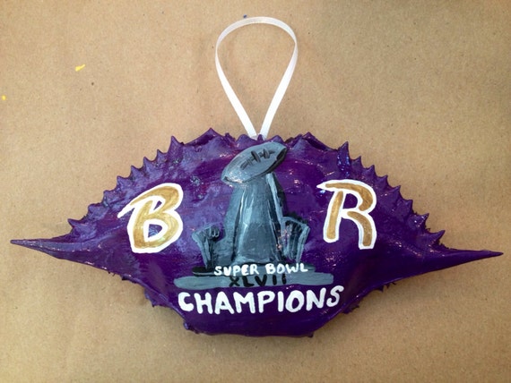 Hand Painted Baltimore Ravens Super Bowl Champions Crab Shell