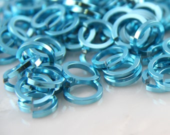 16 ga 5/16, 125 Square Sky Blue Anodized Aluminum Chainmail Jump Rings