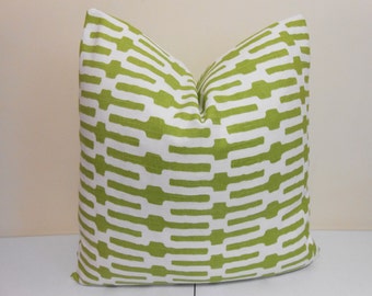 Green Designer Pillow Cover - Accent Pillow- Annie Selke Links- Geometric Pillow Cover- Throw Pilllow - 20 x 20