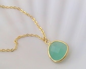 Mint Green Necklace, Gold Mint Necklace, Gold Filled Chain, Mint Green Jewelry, Unique Gift Idea For Girlfriend