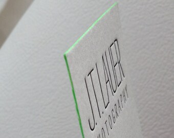 100 Letterpress Business Cards - 1 color 1 side - Rives 400 gsm Paper - Color Edges