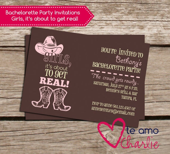 Western Bachelorette Party Invitations 1