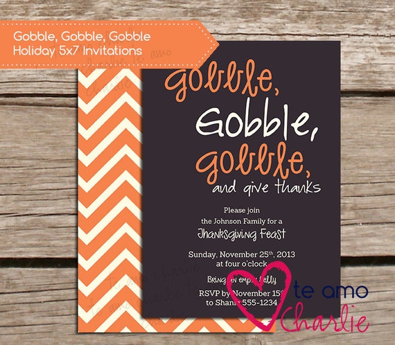 Gobble, Gobble, Gobble Thanksgiving Invitations - Printable Thanksgiving Dinner Invitations Il_570xn