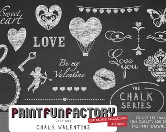 Chalk clip art - Valentine love ornaments INSTANT DOWNLOAD