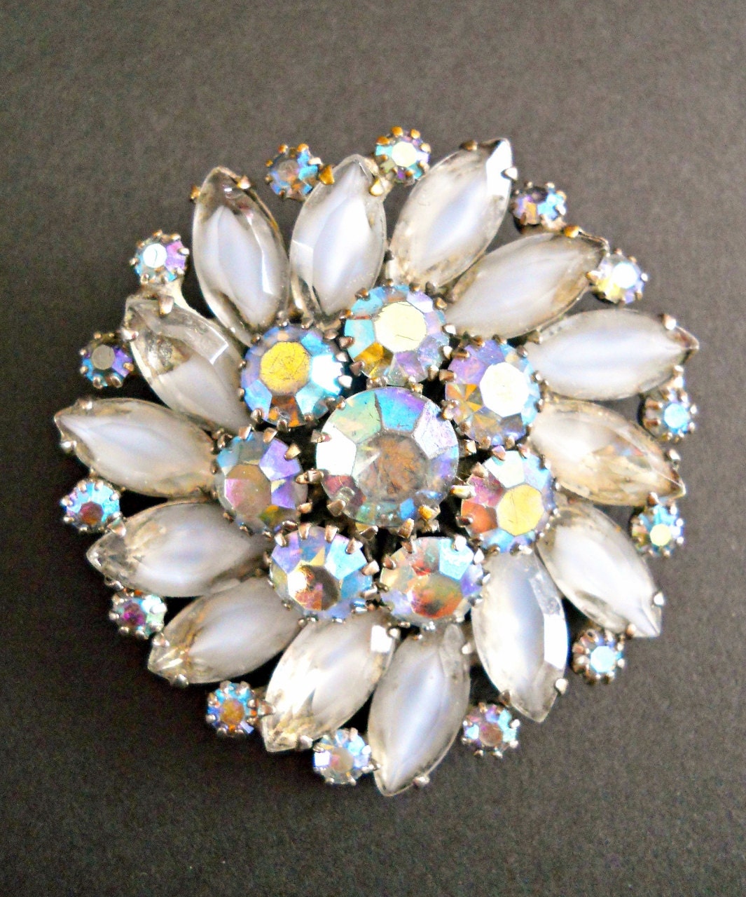 Weiss Brooch Blue Givre AB's Vintage Signed