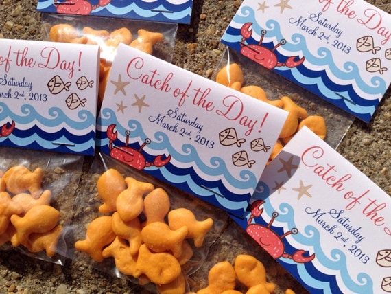 Nautical Themed Catch of the Day Folded Favor Tag