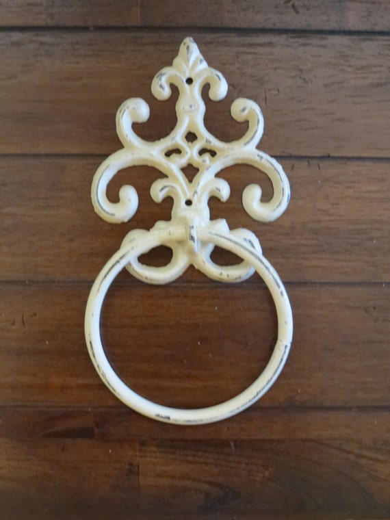 shabby chic towel ring ivory or pick your color heavy cast shabby chic towel ring ivory or pick your color heavy cast