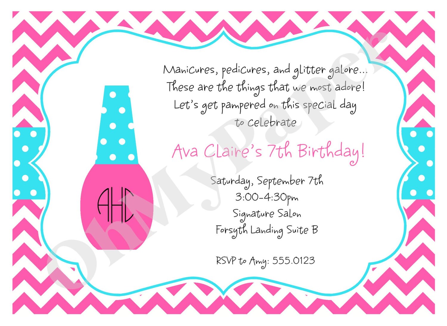 Girls Manicure Party Invitations