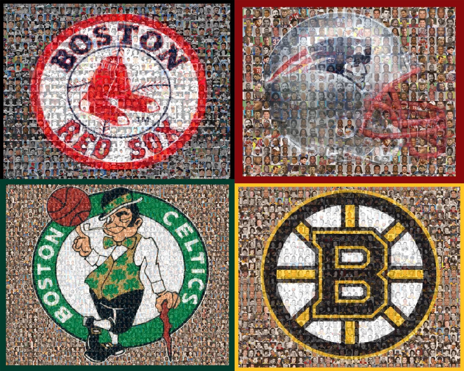 Boston Sports Mosaic Print Art using Player Photos by TheMosaicGuy