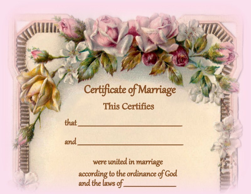 Marriage Certificate Floral Wedding Paper Goods Roses 1632