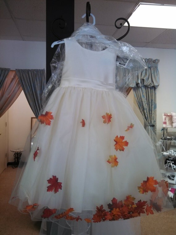 Adorable ivory fall Flowergirl dress with interchangeable