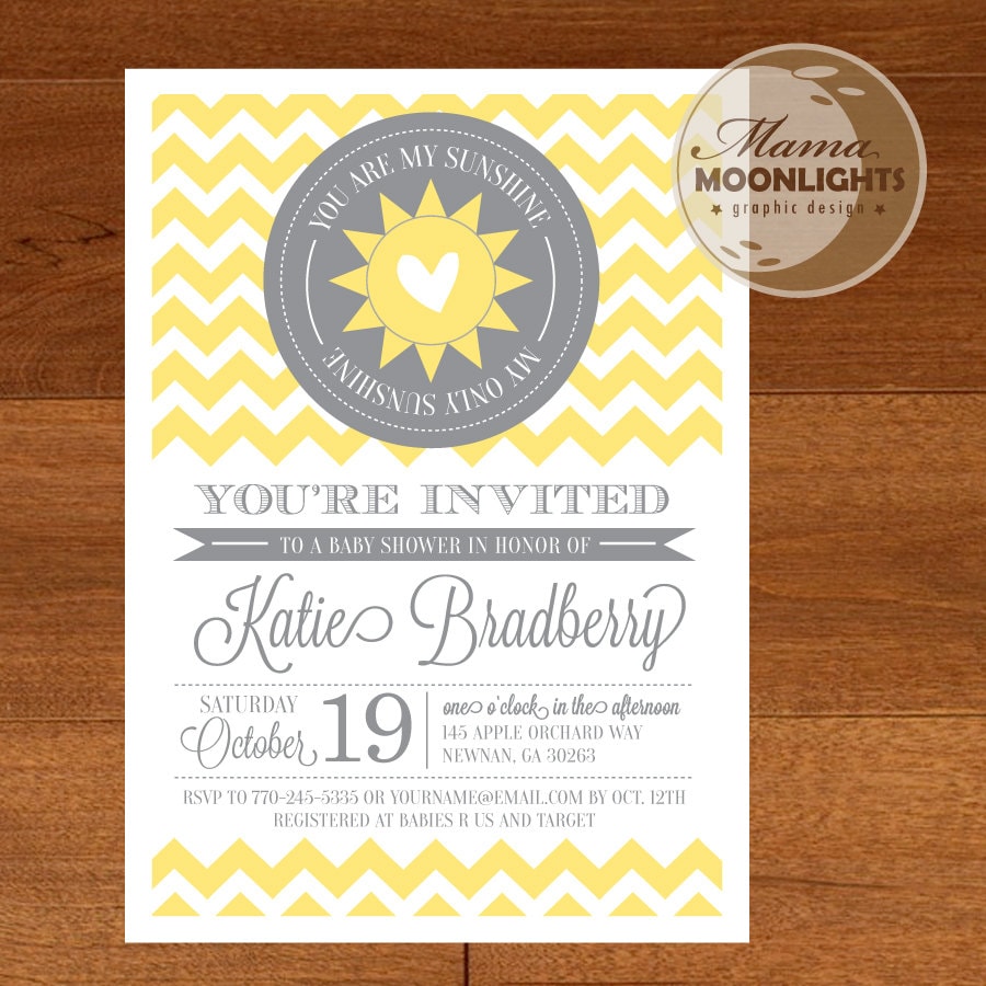 You Are My Sunshine Baby Shower Printable Invitation DIY