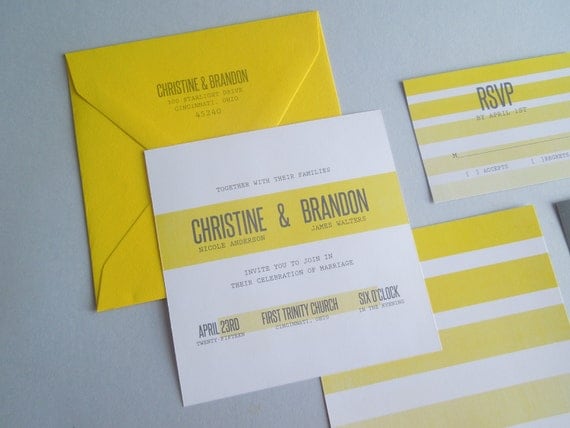 Yellow Wedding Invitation, Bold Wedding Invite, Printable