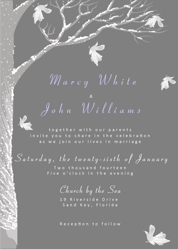 PRINTABLE Wedding Invitation Winter White by KTsARTsDESIGNs