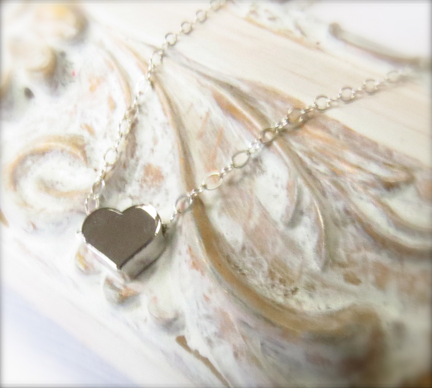 Sterling Silver Necklace with Floating Heart by SweetBirdJewelry