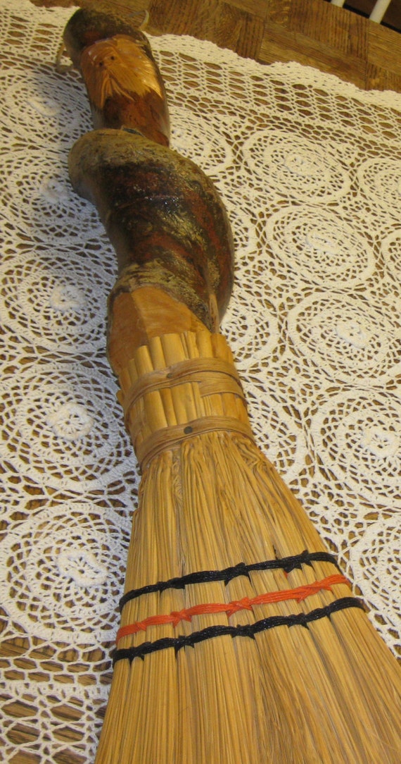 HANDMADE BROOM WITH Carved Face