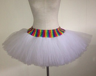 Adult Rainbow Pride White Wedding Color Run TuTu