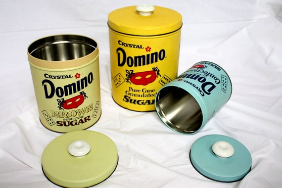 Set of 3 Dominos Sugar Nesting Tin Cans