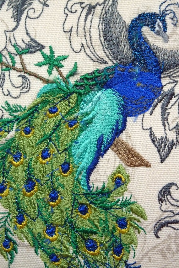 Embroidered Peacock Pillow Cover Premier Prints Eiffel