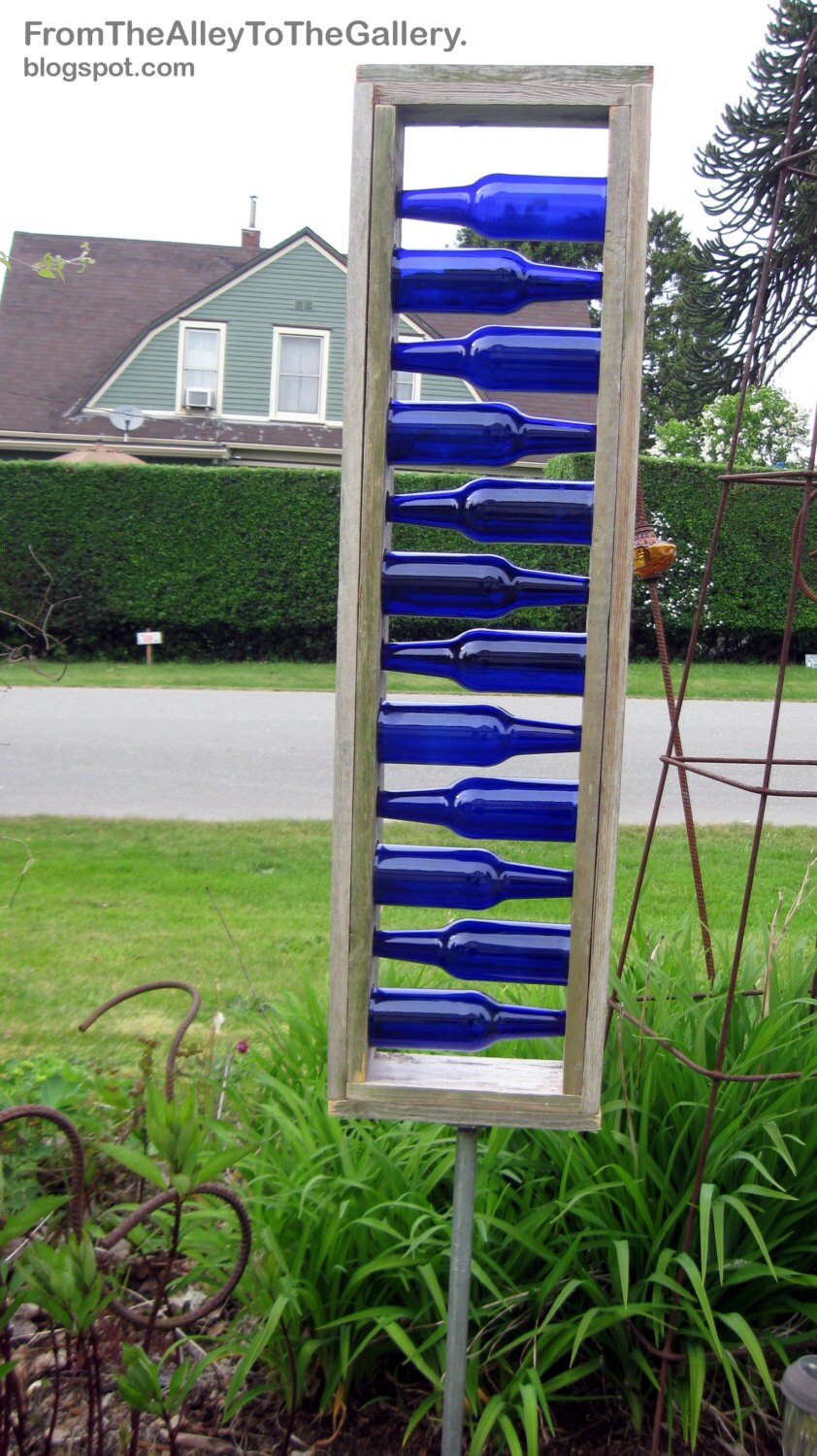 PLANS for Blue Beer BOTTLE LADDER Architectural Garden Art