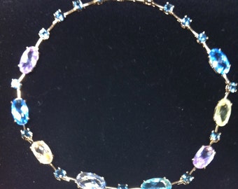 1950s MONET Petite NECKLACE Vintage Faux Gemstone 17 inches