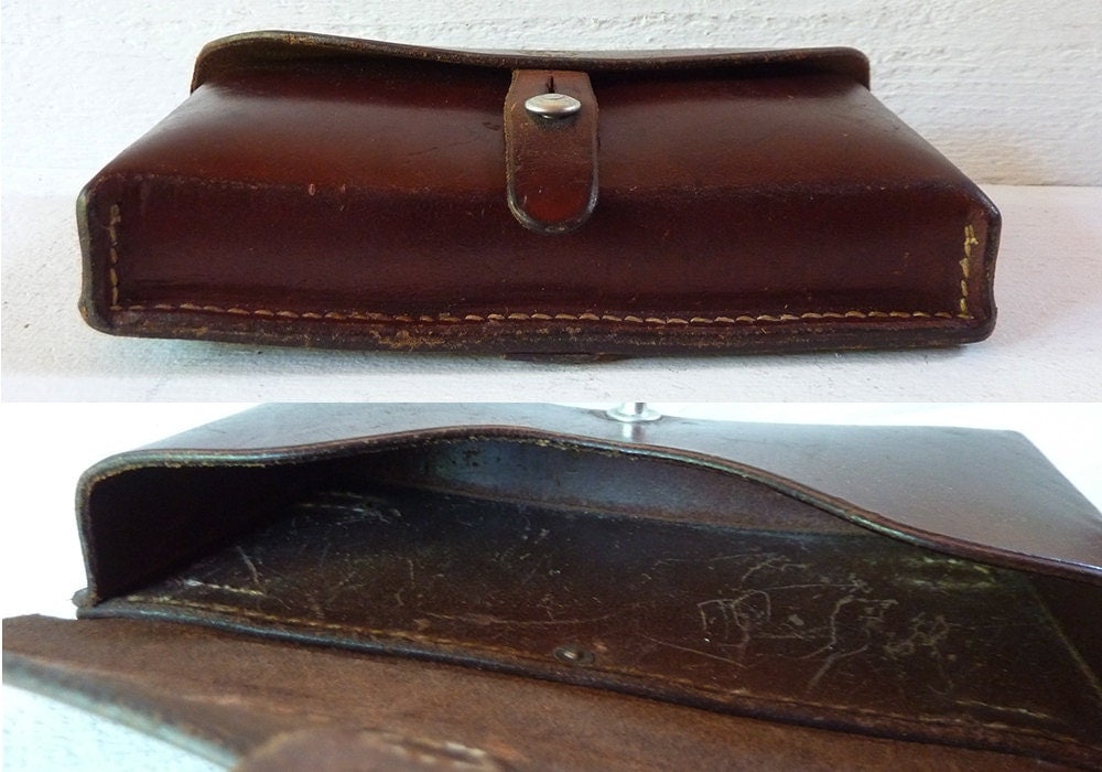Antique Swiss Cartridge Leather Pouch Small Clutch