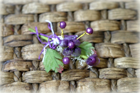 Purple Shabby Chic Flower Embellishment with Pearl Beads FL-087