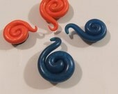 Handmade Swirl Magnets Set of 4- Blue and Orange