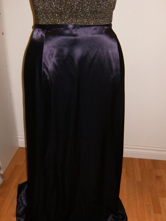 Plus size 3x navy blue satin long skirt