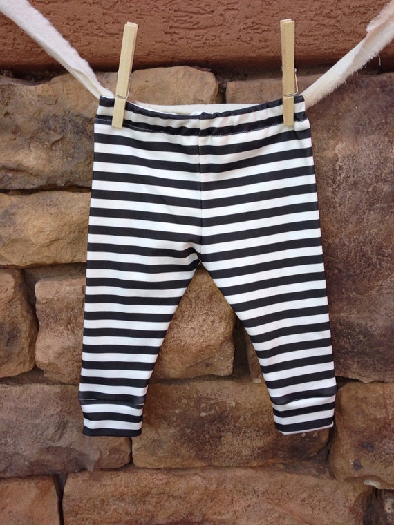 Black and white stripe Baby leggings by littlenuggetrepublic